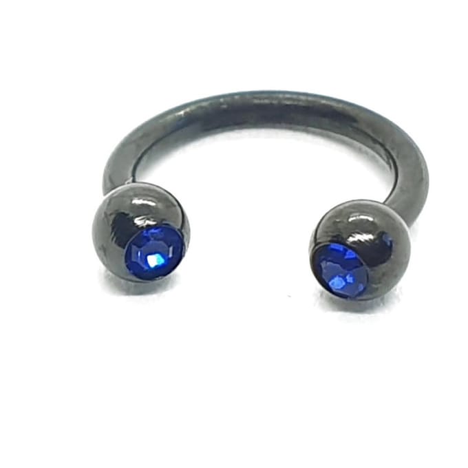 Zwart Met Steentjes - Neus / Septum / Helix Piercing