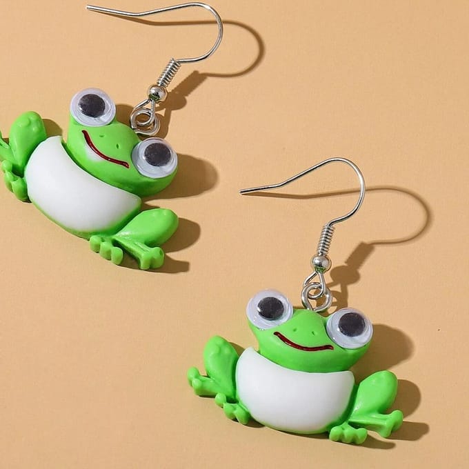 Mode, Parelkikker Ketting, Trend Persoonlijkheid Dier Hanger Sieraden, Kikker Oorbellen brown