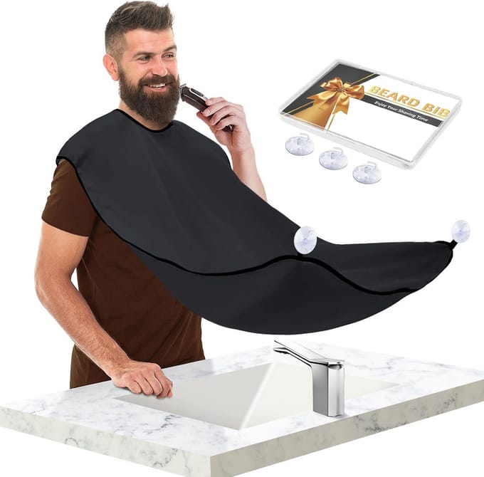 Baard Bib Schort - Baard Vanger - Scheren Thuis - Waterdicht Materiaal - One Size - Zwart