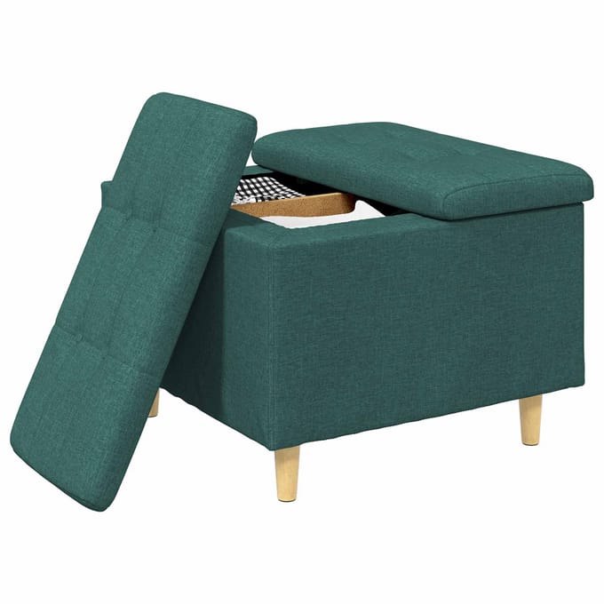 vidaXL - Ottoman - met - opslag - Donkergroen - 60 - x - 60 - x - 45 - cm - Stof