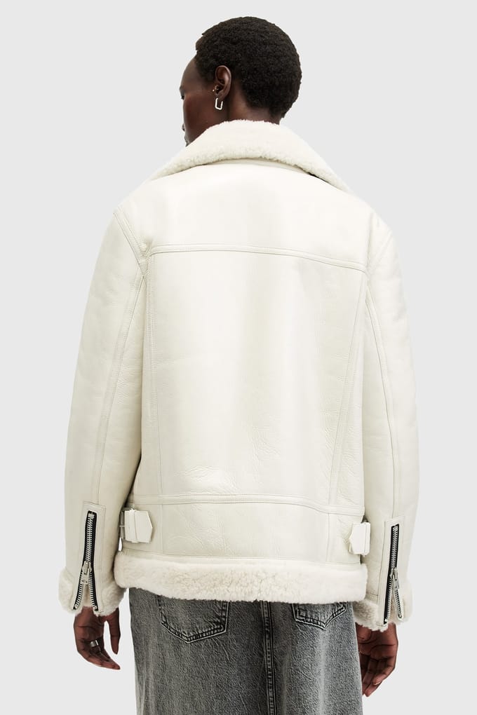 AllSaints Sola Shearling White Taglia: M | Giacche di pelle Outlet | Donna | Bianco