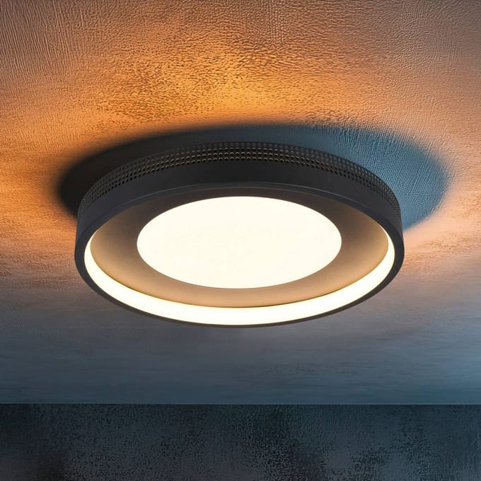 Trio Lighting LED plafondlamp Solea, matzwart, Ø 40 cm, kunststof