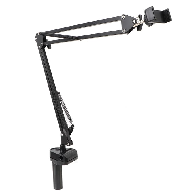 Overhead Video Standaard Telefoonhouder Scharnierende Arm Telefoonbevestiging Ondersteunt Smartphones tot 6.8 black