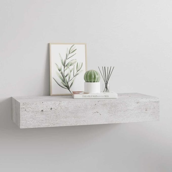vidaXL - Wandschap - met - lade - 60x23,5x10 - cm - MDF - betongrijs
