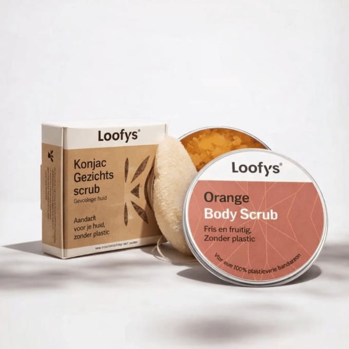 Verwen & Relax Cadeauset – Bodyscrub 150ml + Konjac Gezichtsspons - Orange