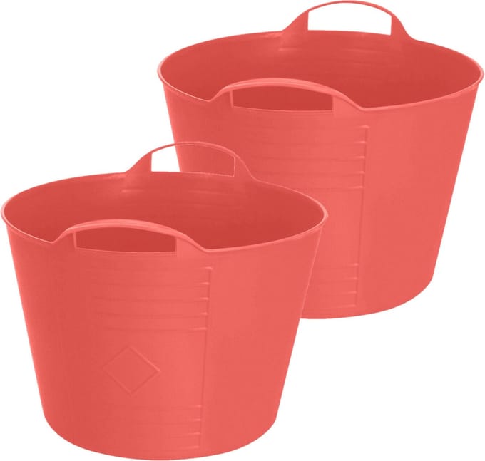 Excellent Houseware Flexibele emmer - 2x - rood - 15 liter - kunststof - 35 x 29 cm