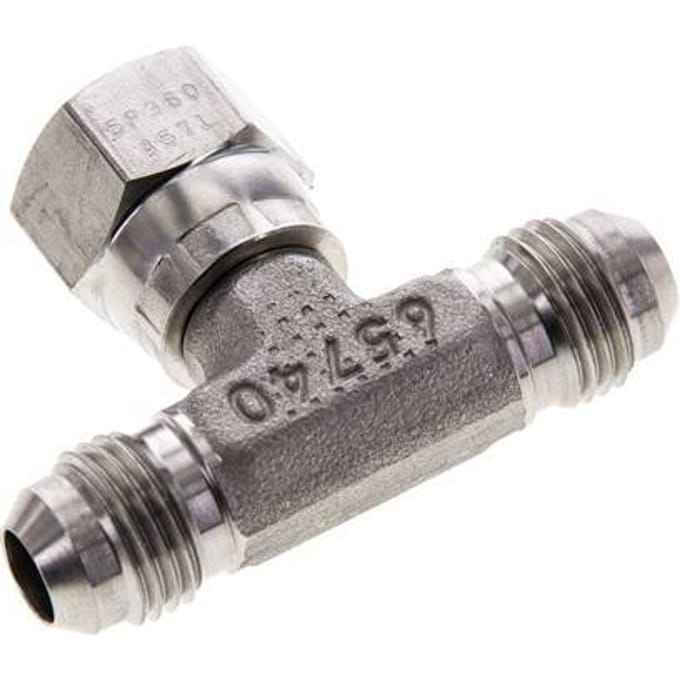 JIC T-koppeling UNF 9/16''-18 buitendraad RVS 350 bar (4917.5psi)