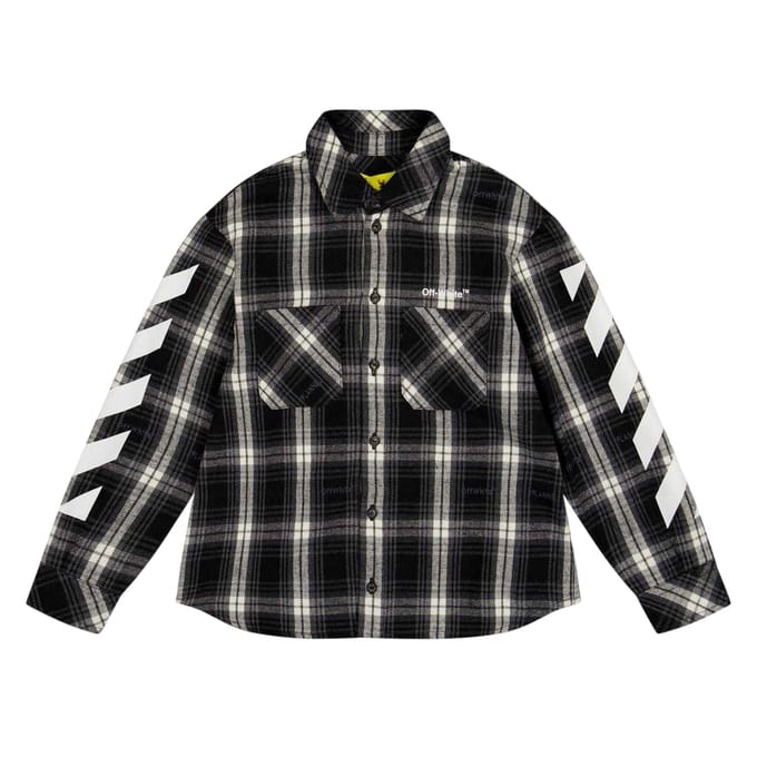 Off White Jongens Geruite Regular Shirt (Zwart/Wit)
