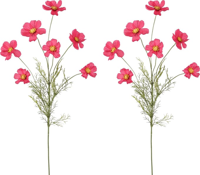 Viv! Home Luxuries Cosmos - kunstbloem - 2 stuks - fuchsia roze - 77cm