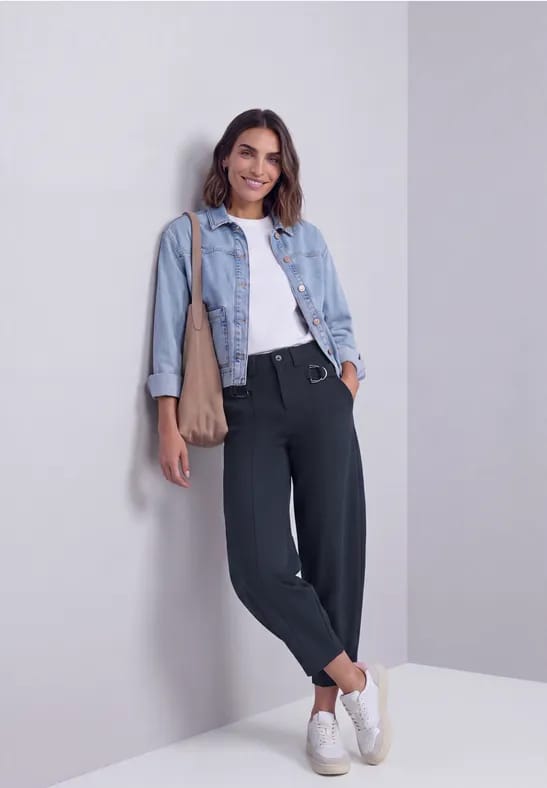 Barrel Leg broek met gespdetail