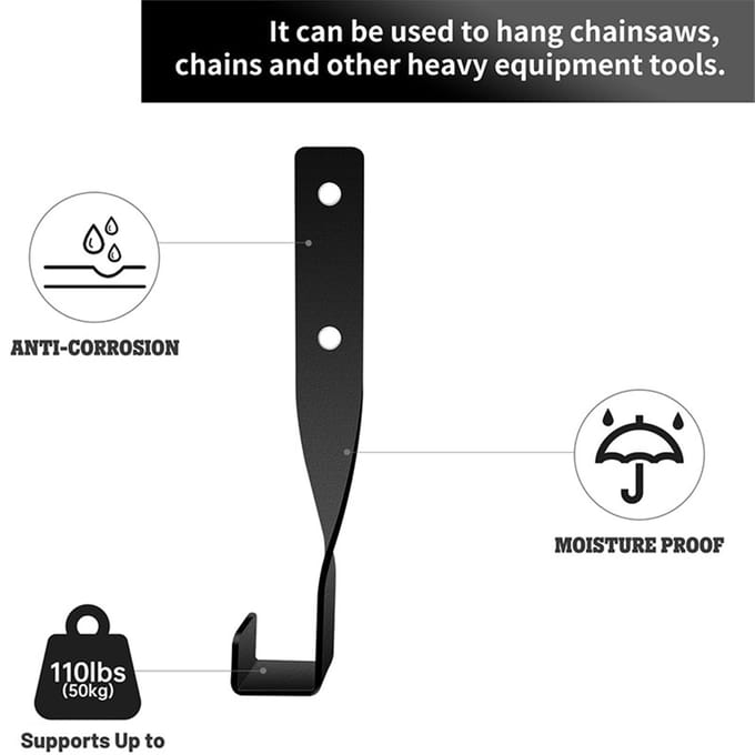 Support de tronçonneuse mural 4 pièces, support de souffleur à dos robuste pour outils de garage et 4pcs noir
