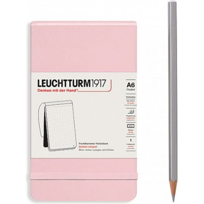 Leuchtturm1917 reporter notepad pocket a6 dotted poeder roze