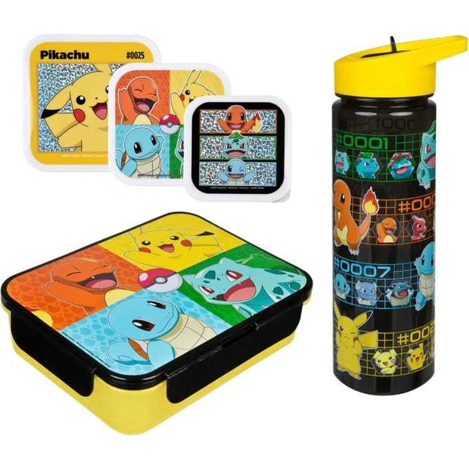 Pokemon Lunchset - Lunchbox - Drinkfles - 3 Snackboxen - Meerkleurig