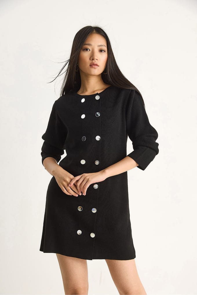 Gebreide Mini-jurk met Knopen