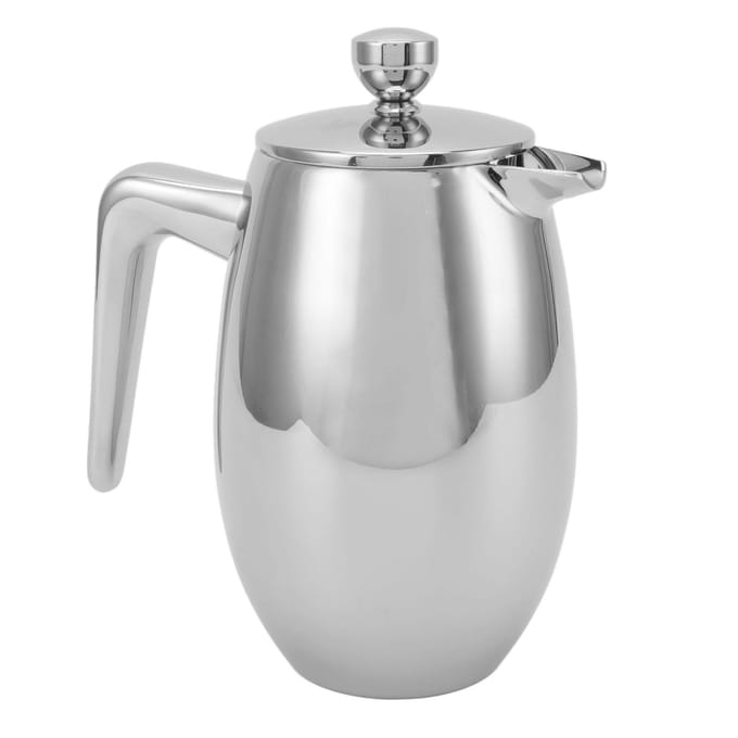 Cafetière à piston Acier inoxydable 304 Double paroi Bec en U Théière à infusion manuelle pour la maison 350ml white