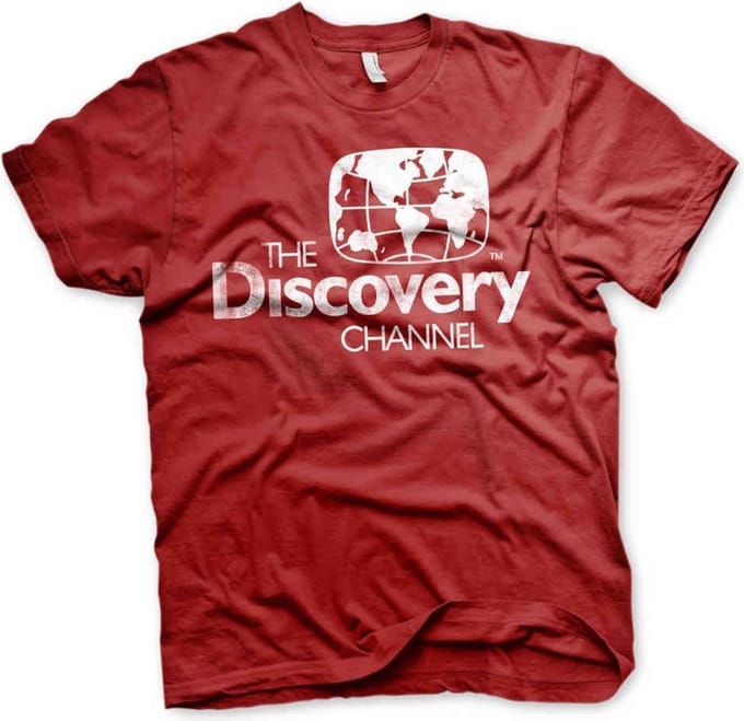 Discovery Channel Heren Tshirt -S- Distressed Logo Rood