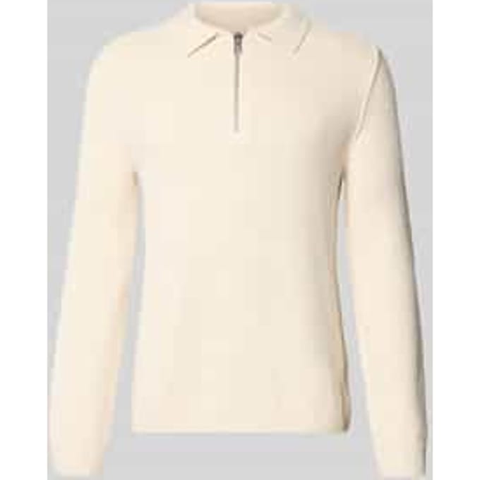 Relaxed fit gebreide pullover in polostijl van katoenmix