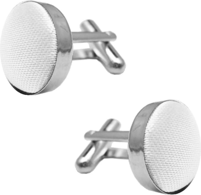Fako Bijoux - Manchetknopen - Staal & Zijde - 16mm - Wit