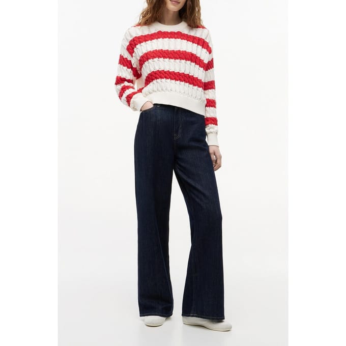 Tommy Hilfiger Loose Cable Sweater Amaryllis Red/stripe Größe: S | Pullover Outlet | Damen | Rot