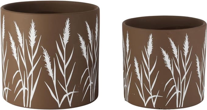 Dekoratief | Set 2 bloempotten 'Wheat', keramiek, 17x17x15cm | A260456