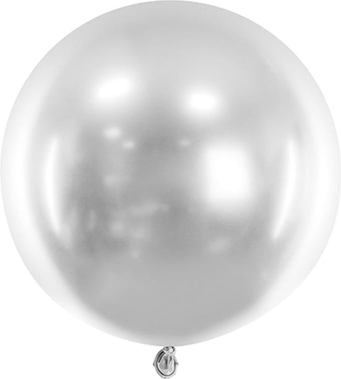 Partydeco - Ballonnen Chrome Glossy Rond Zilver - 60 cm