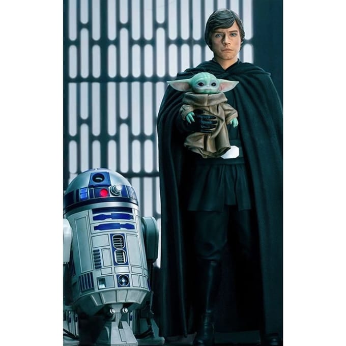 Iron Studios Star Wars The Mandalorian 1/4 Replica Legacy Statue-Luke Skywalker with R2-D2 & Grogu (Diversen) Gebruikt