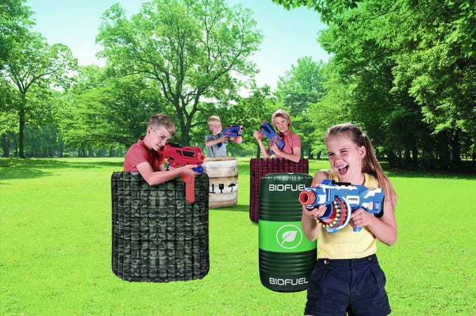 Blast Patrol Opblaasbare Obstakels Set - Muur + Hindernis + Kist + Vat