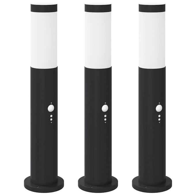vidaXL Bolderverlichting met sensor 3 stuks 50 cm RVS IP44