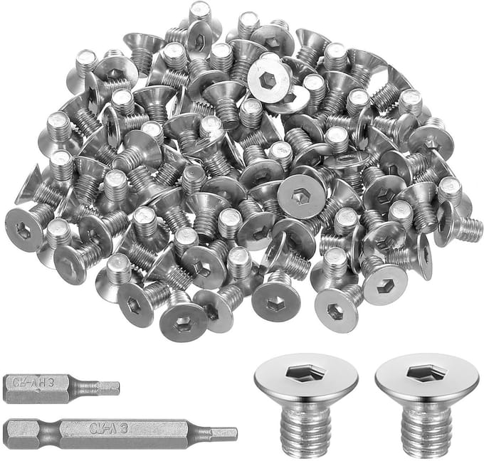 Set van 120 M5 Hoofdschroeven - M5 x 8 mm Platte Zeskant Schroeven van RVS met 2 Bits voor Diverse Toepassingen