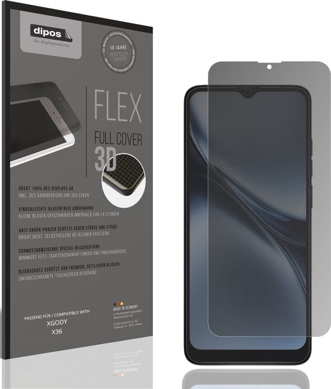 dipos FLEX – Matte Privacy Screenprotector geschikt voor XGODY X36 | Volledige Schermbescherming | Case-Friendly