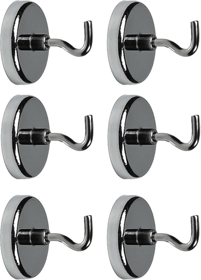 Benson Ophanghaakjes - 6x - magnetisch - ovaal - zilver - D3,6 cm