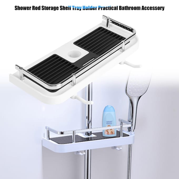 ABS Douchestang Opbergplank Organizer Bak Houder Praktisch Badkameraccessoire wit