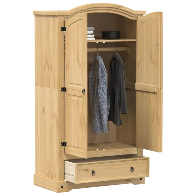 vidaXL - Kledingkast - Corona - 102x52x186 - cm - massief - grenenhout