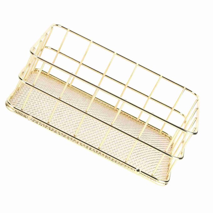 Gouden IJzeren Opbergmand Multifunctionele Draadgaas Desktop Opbergorganizer voor ThuisKlein Formaat beige