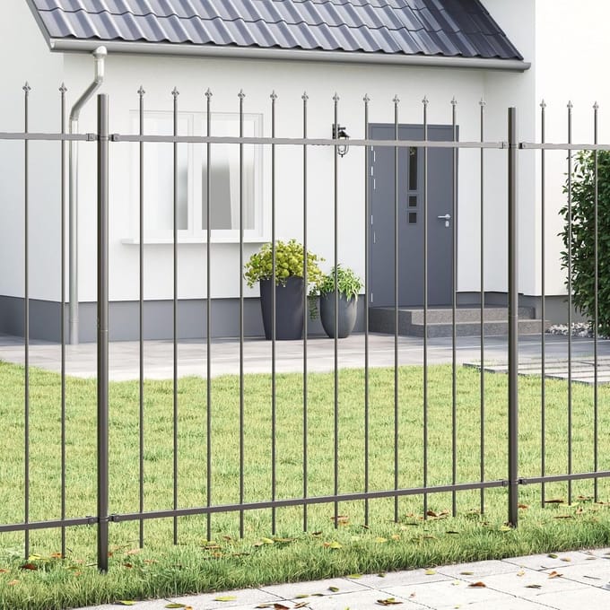 Moderne Grijze Tuinschermen Set van 4 Duurzaam Staal voor Tuinafscheiding