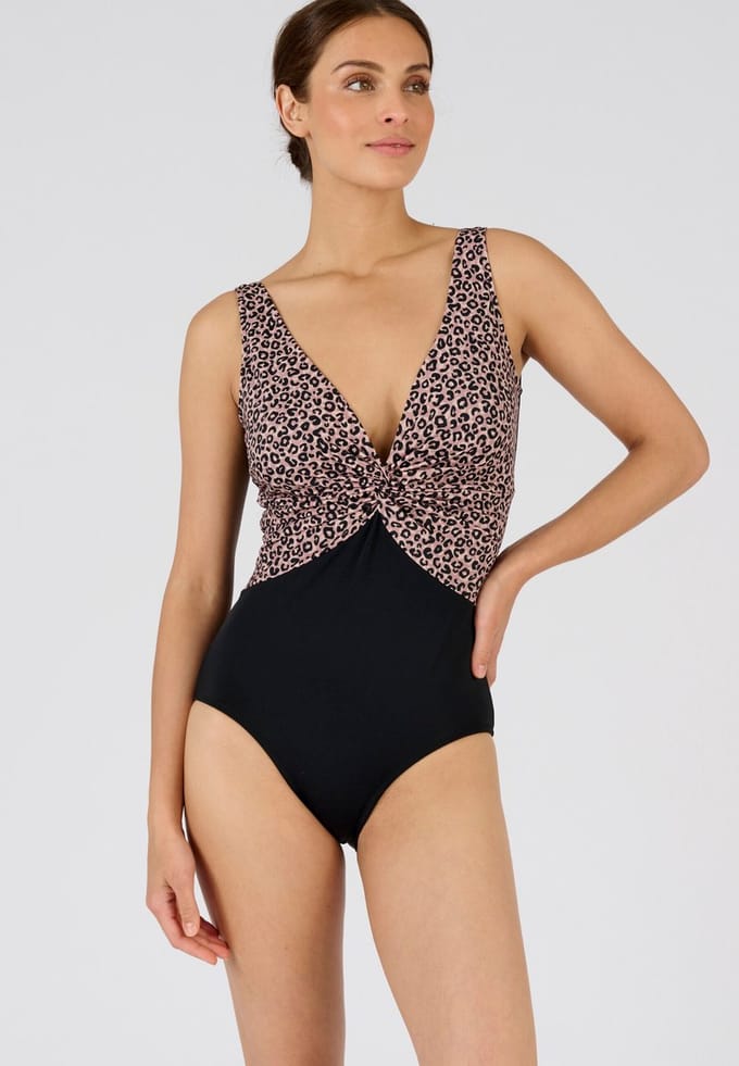 Damart - Gedrapeerd badpak Perfect Fit by Damart - Dames - Bruin - 48