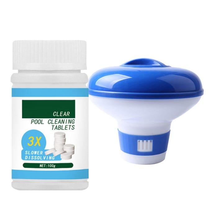 Bruistabletten voor Zwembad Zwembad Chloortablet met Drijvende Chloor Dispenser Box voor Thuis Zwembaden Kuipen Spa's blue