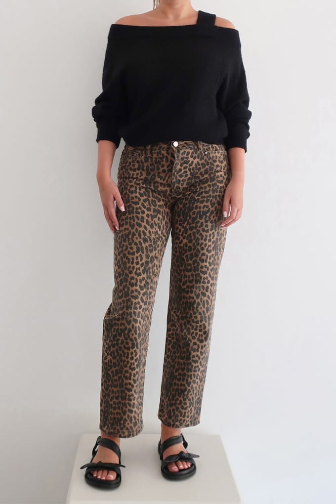 Dante6 Axelle Leopard Straight Jeans Multicolour Größe: 38 | Straight Jeans Outlet | Damen
