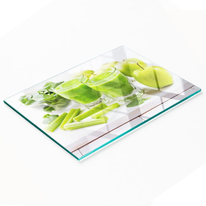 Glazen snijplank met groene cocktailafbeelding, 80x52 cm