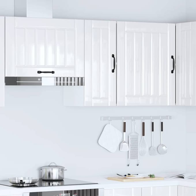 vidaXL - Keukenbovenkast - Lucca - bewerkt - hout - hoogglans - wit
