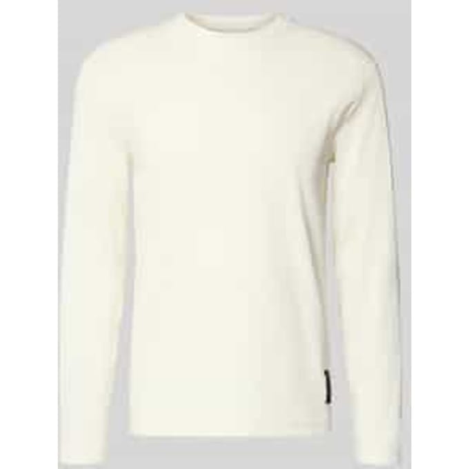 Regular fit shirt met lange mouwen van geribde katoenmix