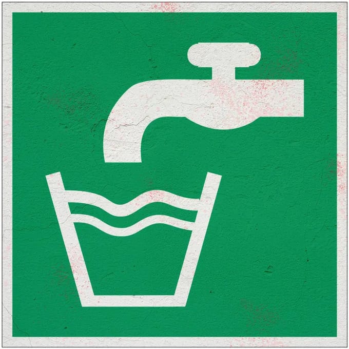 Drinkwater bord – E015 | Forex Re materiaal | 20 x 20 cm