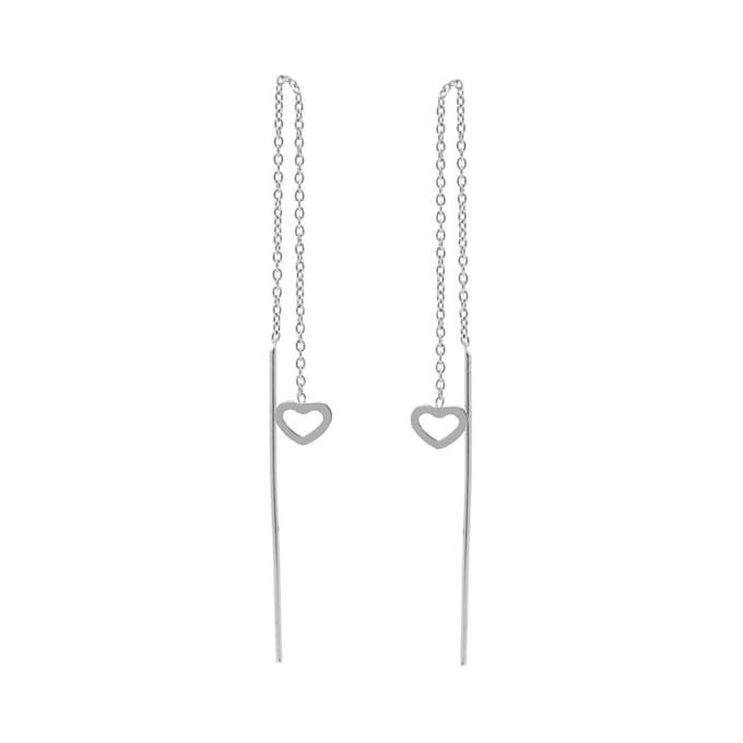 Karma Pull Through Doortrek Oorbellen Open Heart Zilver