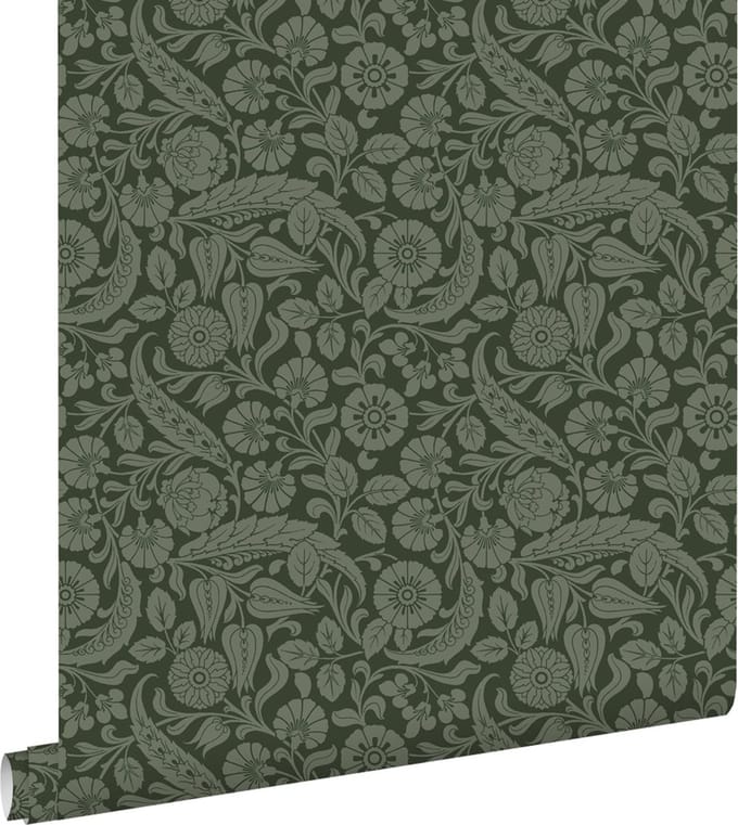 ESTAhome behang bloemmotief donkergroen - 53 cm x 10.05 m - 139787