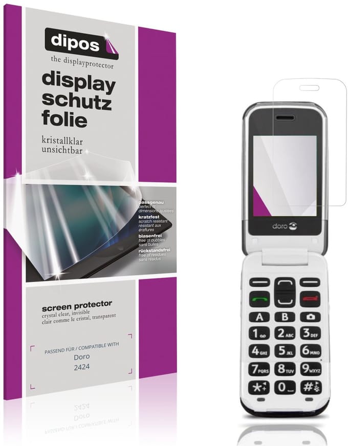 dipos – 4x Beschermfolie geschikt voor Doro 2424 | Krasbestendige & heldere Screenprotector Ultra-Thin