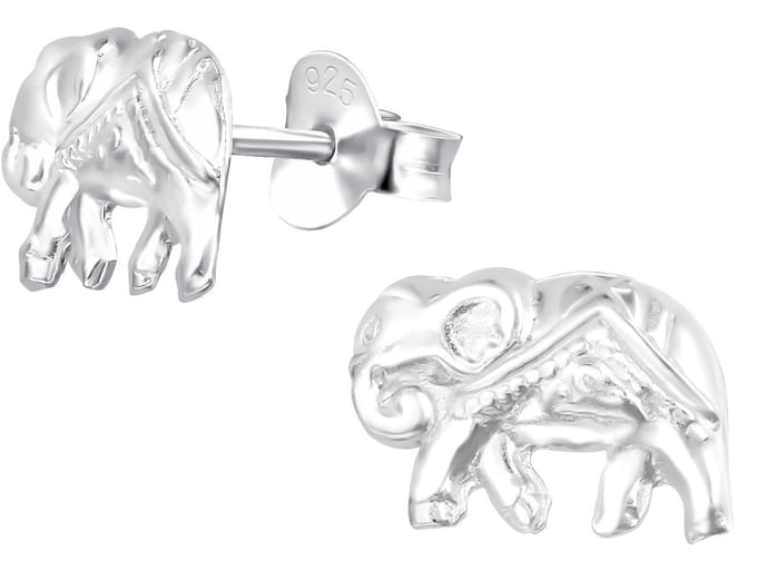 Joy|S - Zilveren olifant oorbellen - 9 x 7 mm - oorknoppen