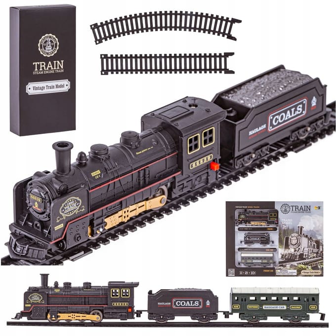 Elektrische Stoomlocomotief met 2 Wagons - Licht & Geluid