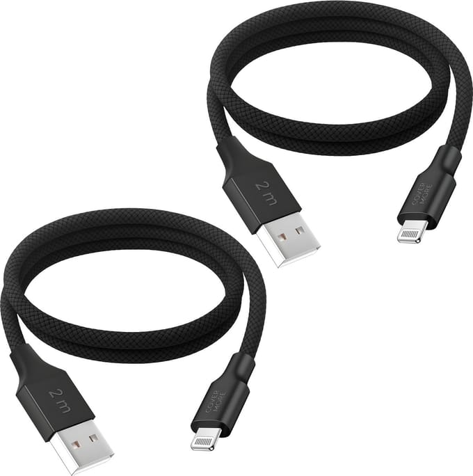 2x laadkabel geschikt voor iPhone 14, 13, 12, 11, x - Usb naar Lightning kabel - 2 meter - Stevig - Zwart