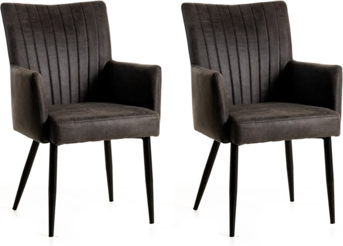 WAYS. – Sfeervolle Kunstleren eetkamerstoelen – Mouse – Houten poten – Klassiek design – 2 stuks