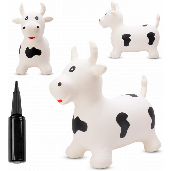sun baby - Springdier met pomp vanaaf 1 jaar - Stier - wit - max 50kg, duurzaam rubber, gecertificeerd, bpa-vrij, springpaard, springhond